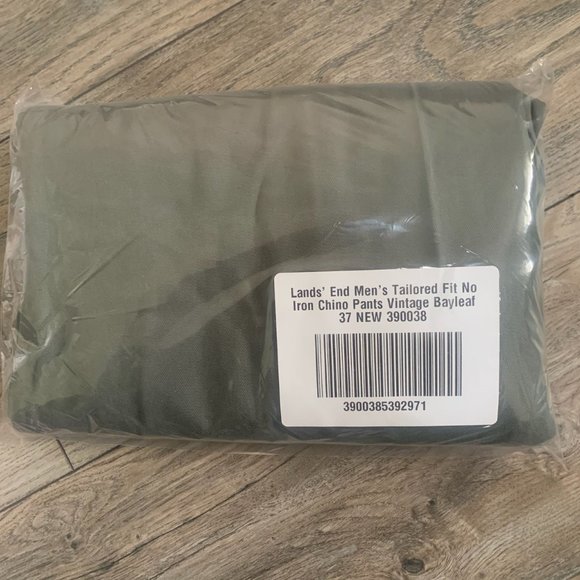 NWT LANDS' END MEN'S TAILORED FIT NO IRON CHINO PANTS VINTAGE BAYLEAF 37 - Picture 3 of 5